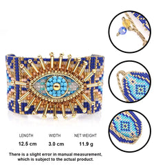 Miyuki Beaded Evil Eye Wide Women's Bracelet
