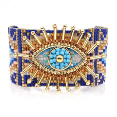 Miyuki Beaded Evil Eye Wide Women's Bracelet