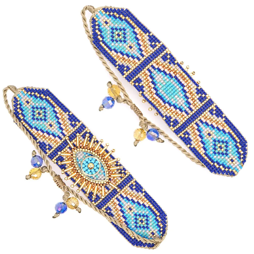 Miyuki Beaded Evil Eye Wide Women's Bracelet