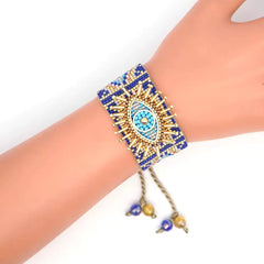 Miyuki Beaded Evil Eye Wide Women's Bracelet